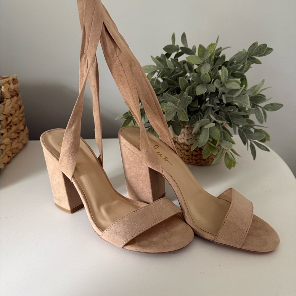 Nude Lace up Heels